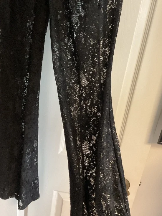 🤩SHEIN Women’s Black Lace Elastic Waist Straight pants - size 6 - Picture 7 of 9
